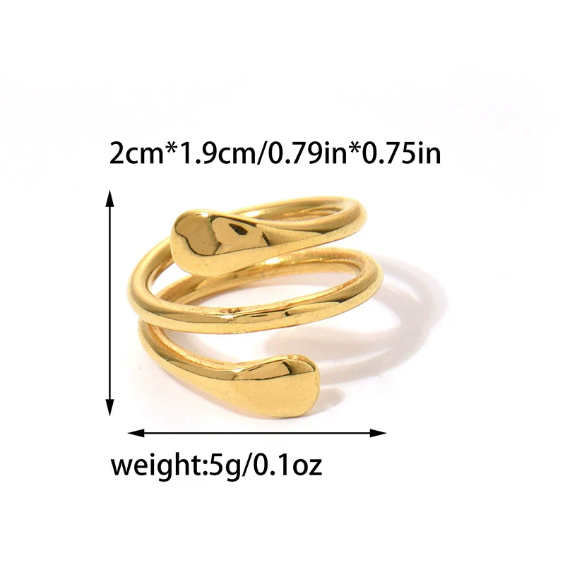 Stainless Steel Ushaped Irregular Wave Ring Electroplated Minimalist Geometric Style For Women - Image 10
