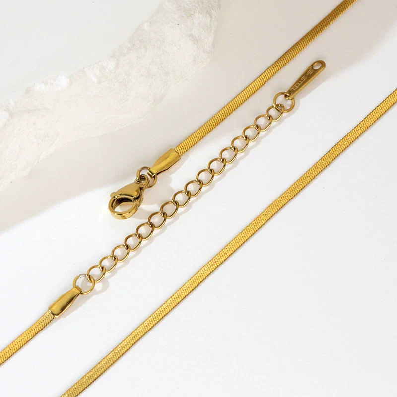 Stainless Steel Vacuum Electroplated Naked Chain Twist Chain Blade Round Snake Chain Single Chain Clavicle Chain Plain Chain - Image 2