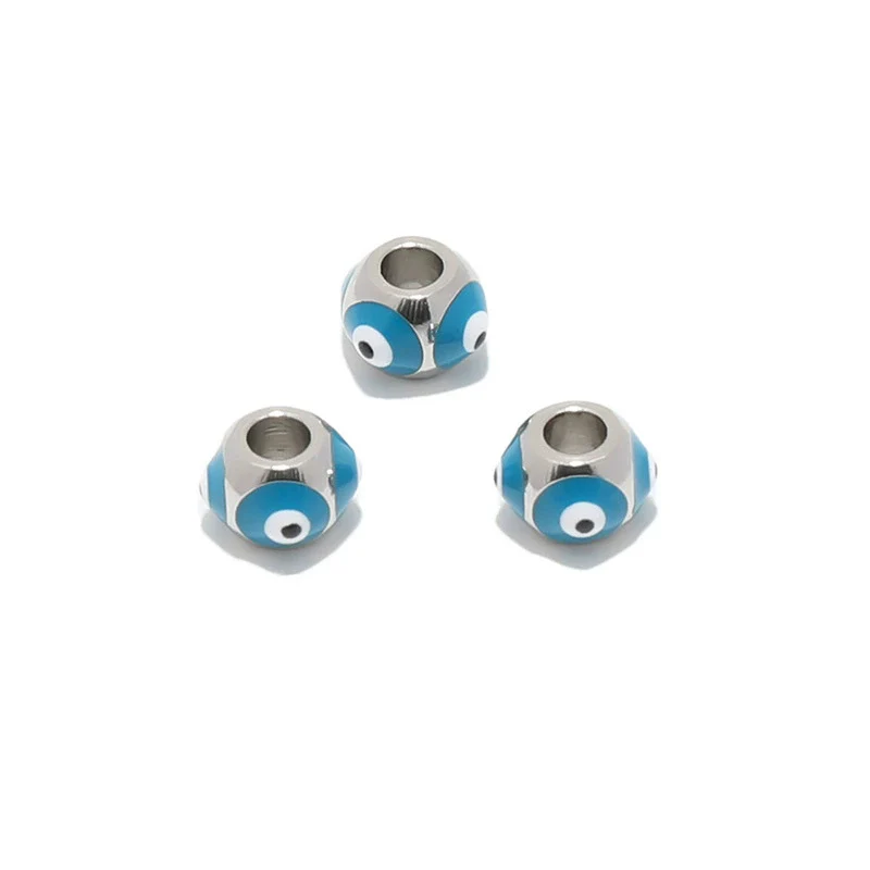 Stainless Steel Vacuum Plated Dripping Oil Eyes Pattern Bracelet Loose Beads - Image 12