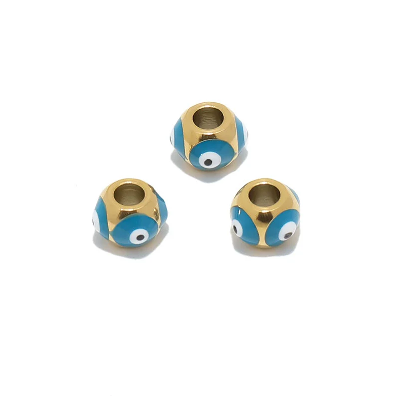 Stainless Steel Vacuum Plated Dripping Oil Eyes Pattern Bracelet Loose Beads - Image 13