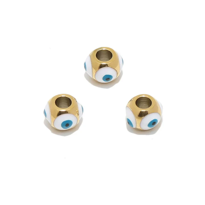 Stainless Steel Vacuum Plated Dripping Oil Eyes Pattern Bracelet Loose Beads - Image 15