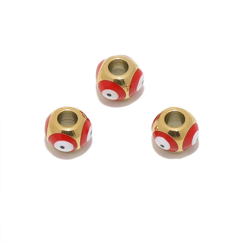Stainless Steel Vacuum Plated Dripping Oil Eyes Pattern Bracelet Loose Beads - Image 9