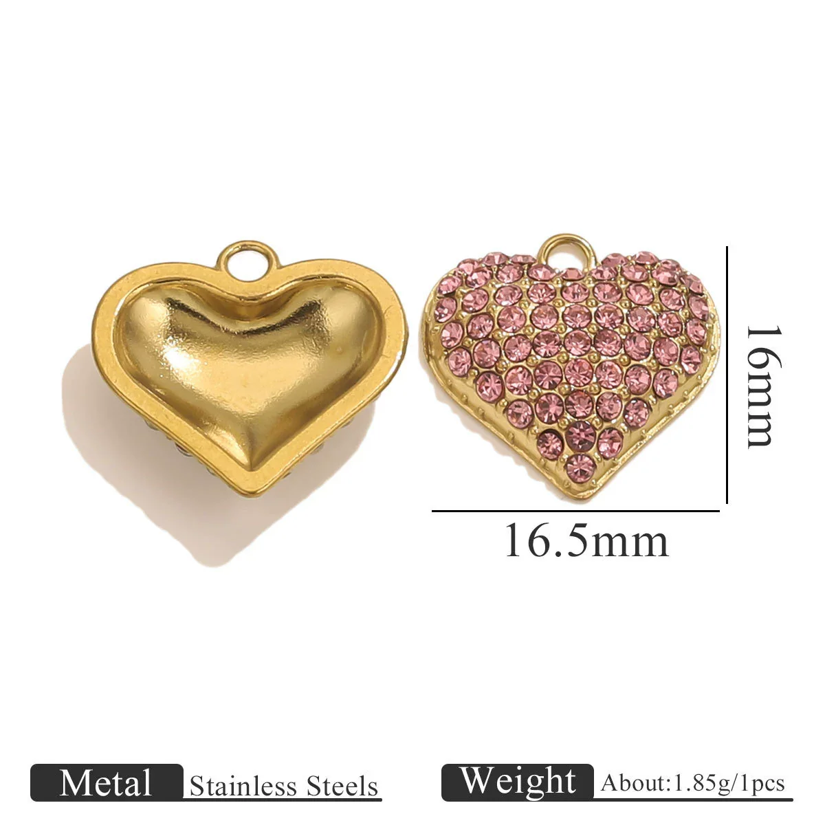 Stainless Steel Vacuum Plated Gold Heart Shaped Love Pendant Necklace Jewelry Accessories - Image 8