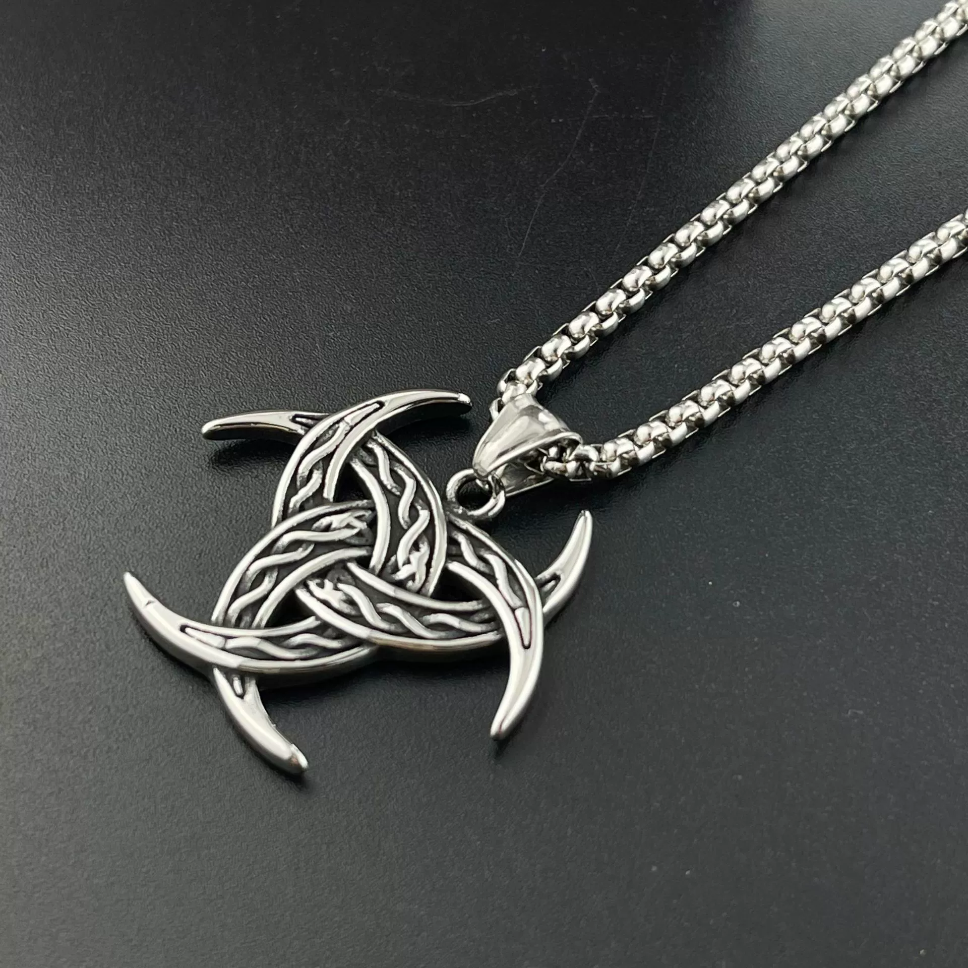 Stainless Steel Viking Celtic Knot Pendant Polished Men's Necklace Jewelry