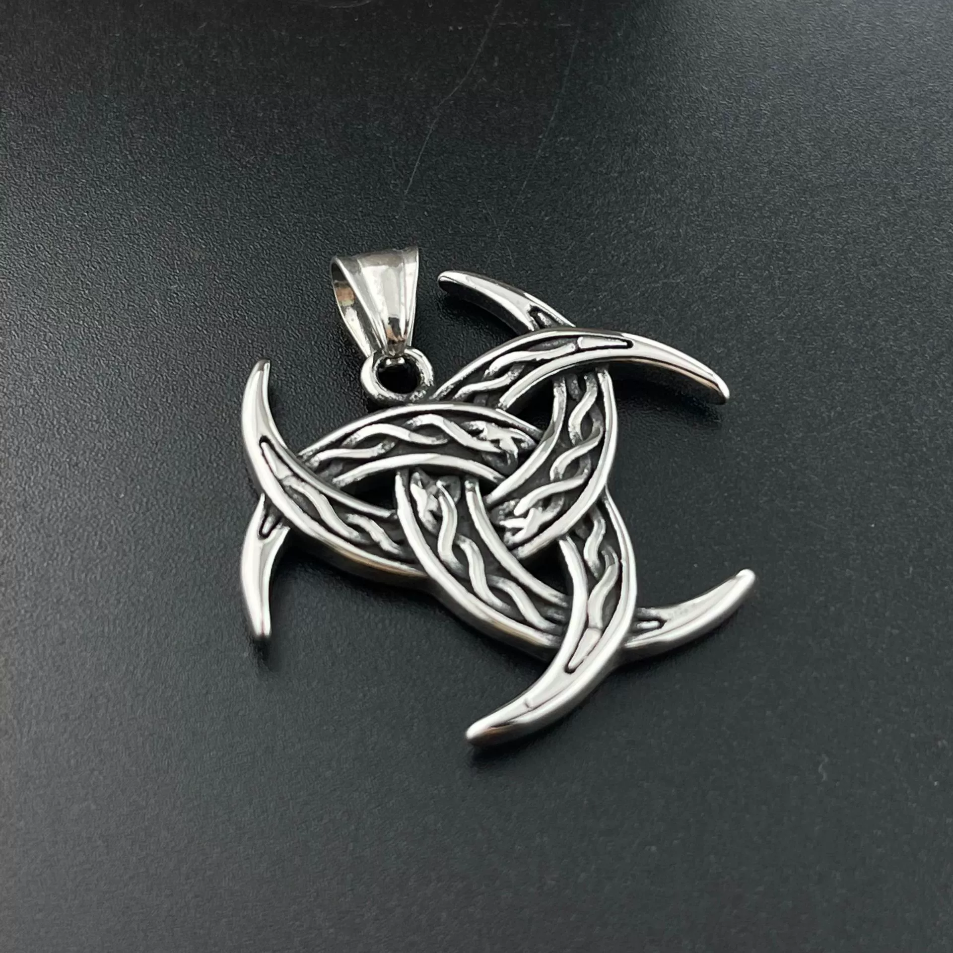Stainless Steel Viking Celtic Knot Pendant Polished Men's Necklace Jewelry - Image 4