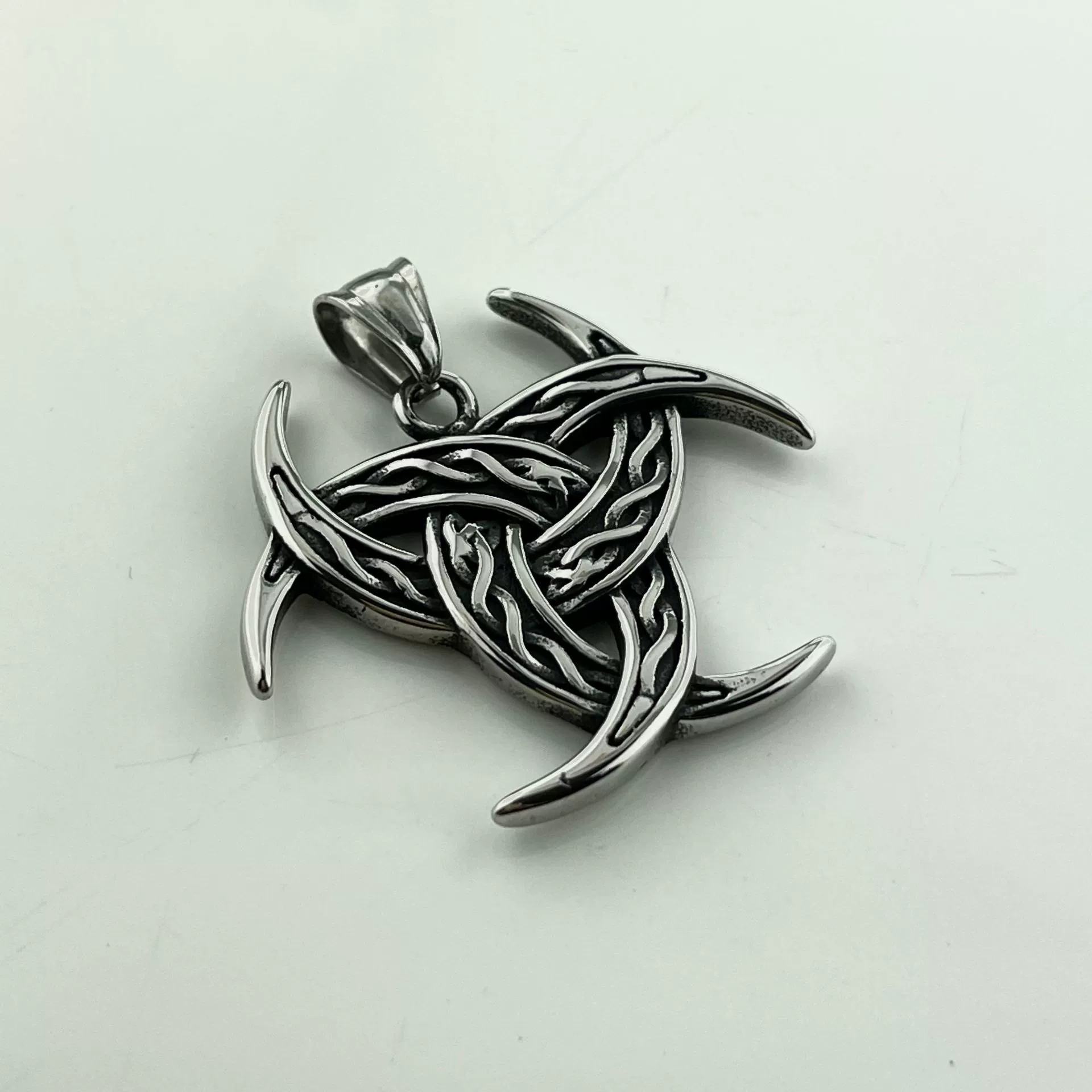 Stainless Steel Viking Celtic Knot Pendant Polished Men's Necklace Jewelry - Image 5