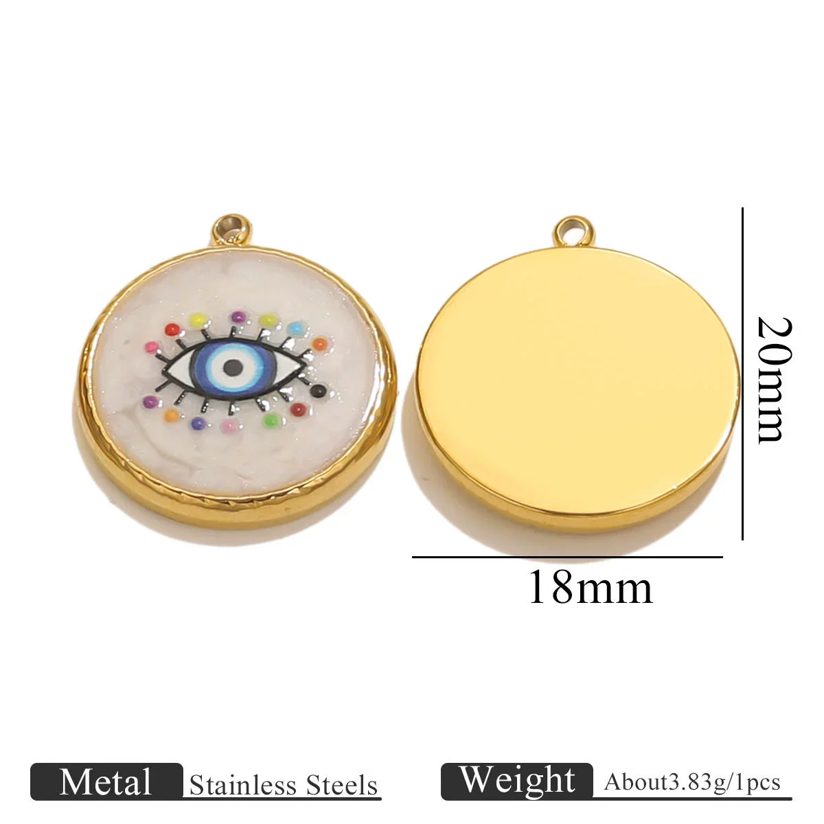 Stainless Steel Vintage Round Blue Eye Jewelry Accessories With Oil Dropping And Electroplating - Image 10