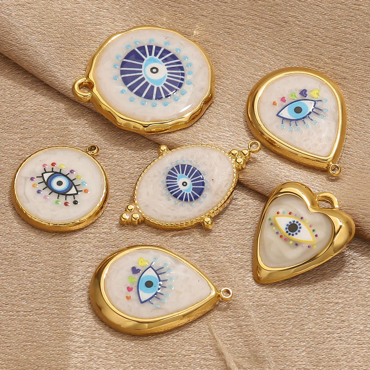 Stainless Steel Vintage Round Blue Eye Jewelry Accessories With Oil Dropping And Electroplating - Image 3