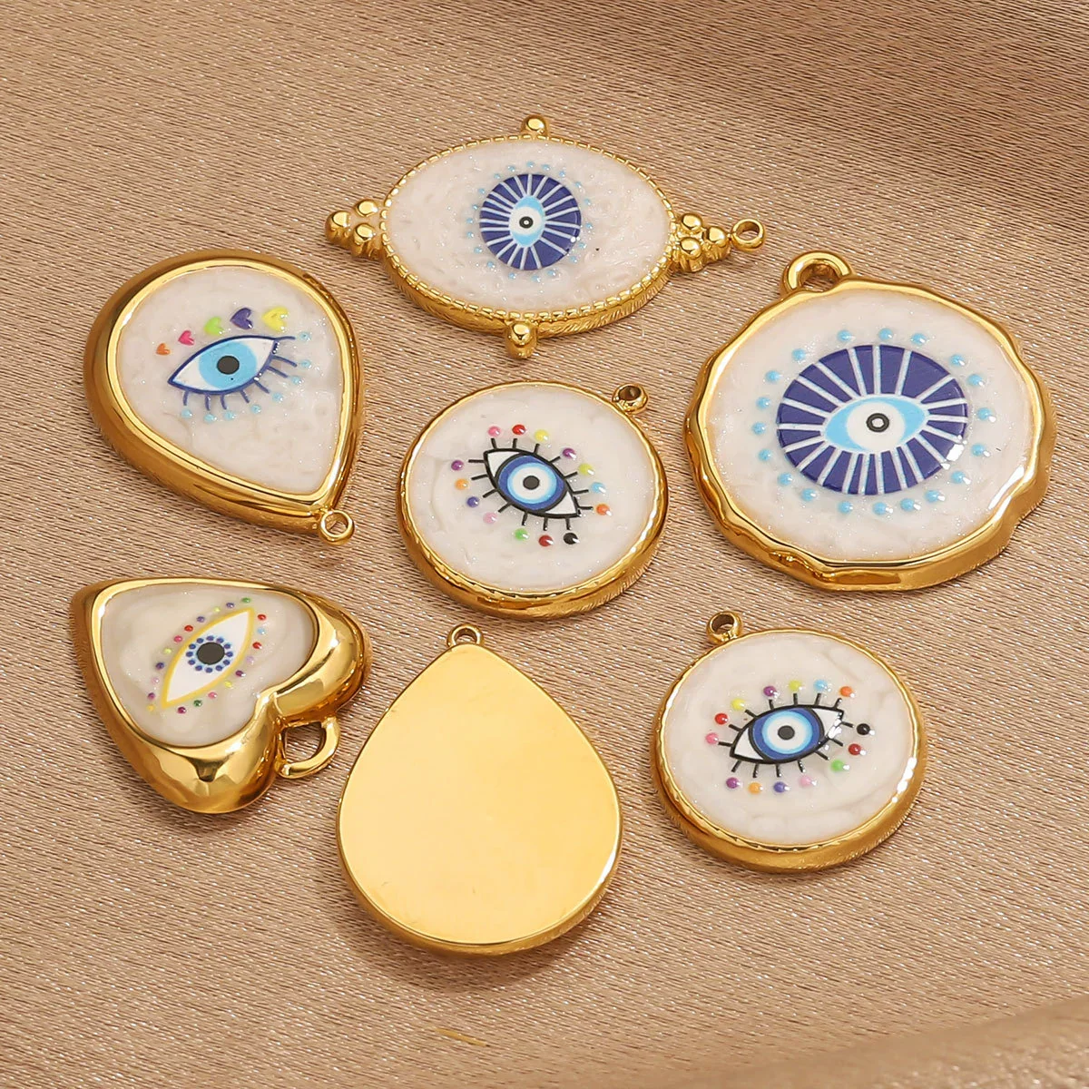 Stainless Steel Vintage Round Blue Eye Jewelry Accessories With Oil Dropping And Electroplating - Image 4