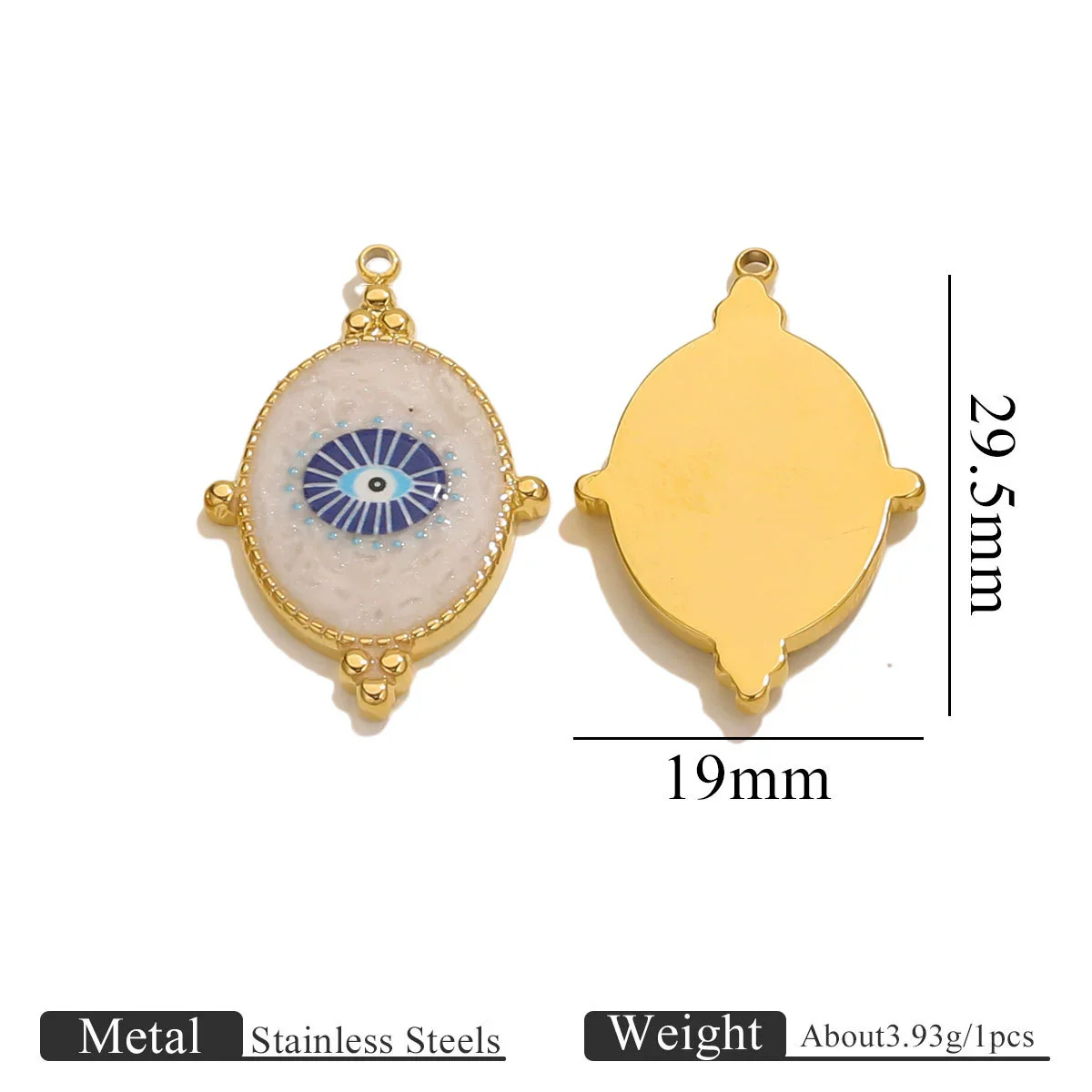 Stainless Steel Vintage Round Blue Eye Jewelry Accessories With Oil Dropping And Electroplating - Image 7
