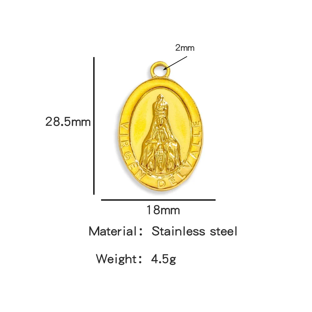 Stainless Steel Virgin Cross Devil's Eye Pendant Necklace With Electroplating - Image 10