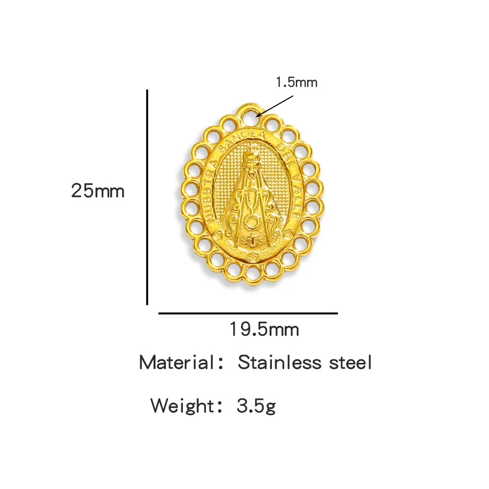 Stainless Steel Virgin Cross Devil's Eye Pendant Necklace With Electroplating - Image 8