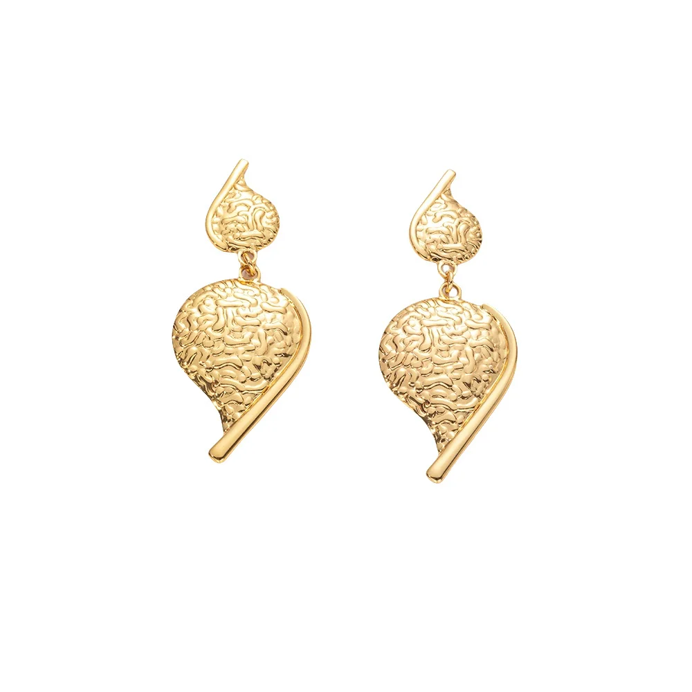 Stainless Steel Water Drop Embossed Electroplated Women's Earrings - Image 5