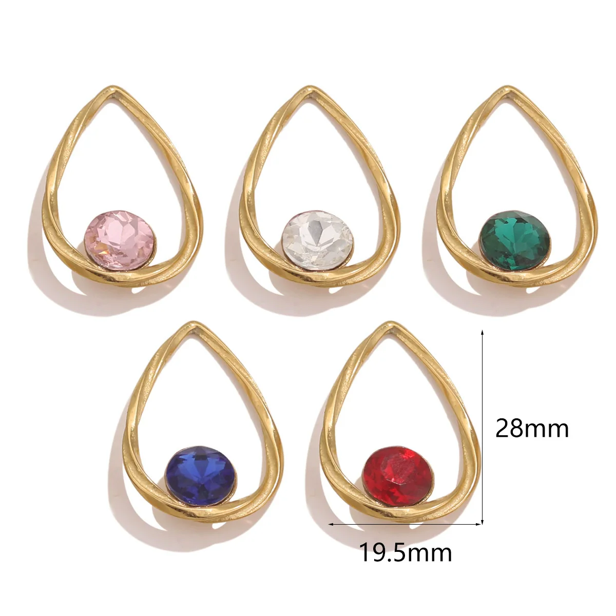 Stainless Steel Water Drop Frame Fish Pattern Crystal Pendant Electroplated Titanium Steel Earrings And Necklace Pendant Accessories - Image 4