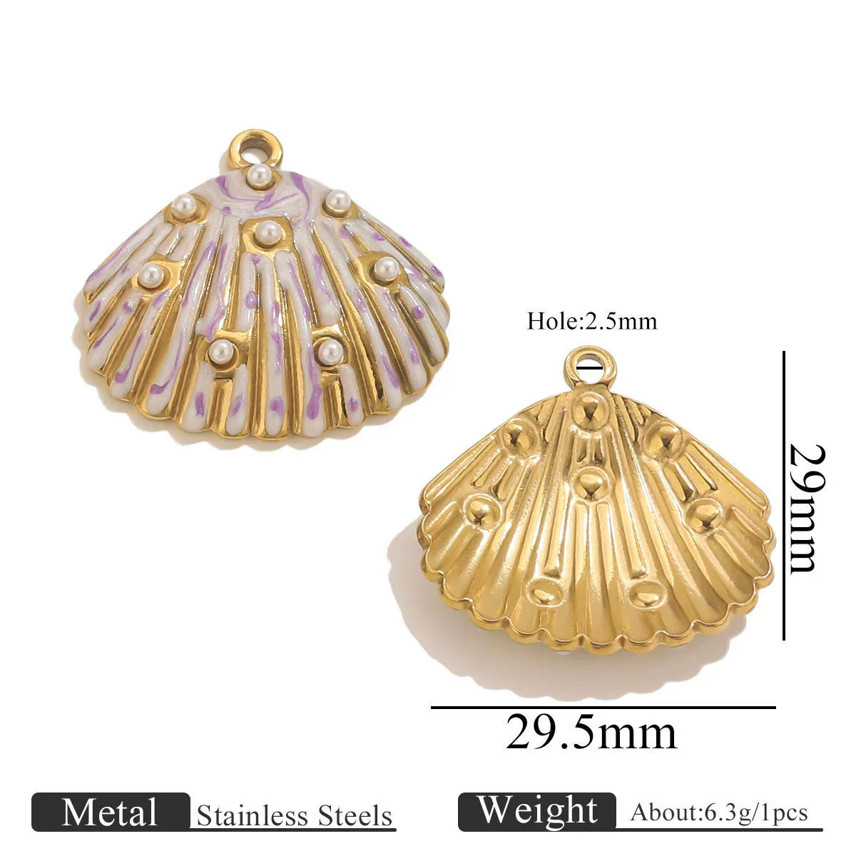 Stainless Steel Water Drop Shell Inlaid Pearl Starfish Oval Pendant Electroplated Diy Accessories Wholesale - Image 12