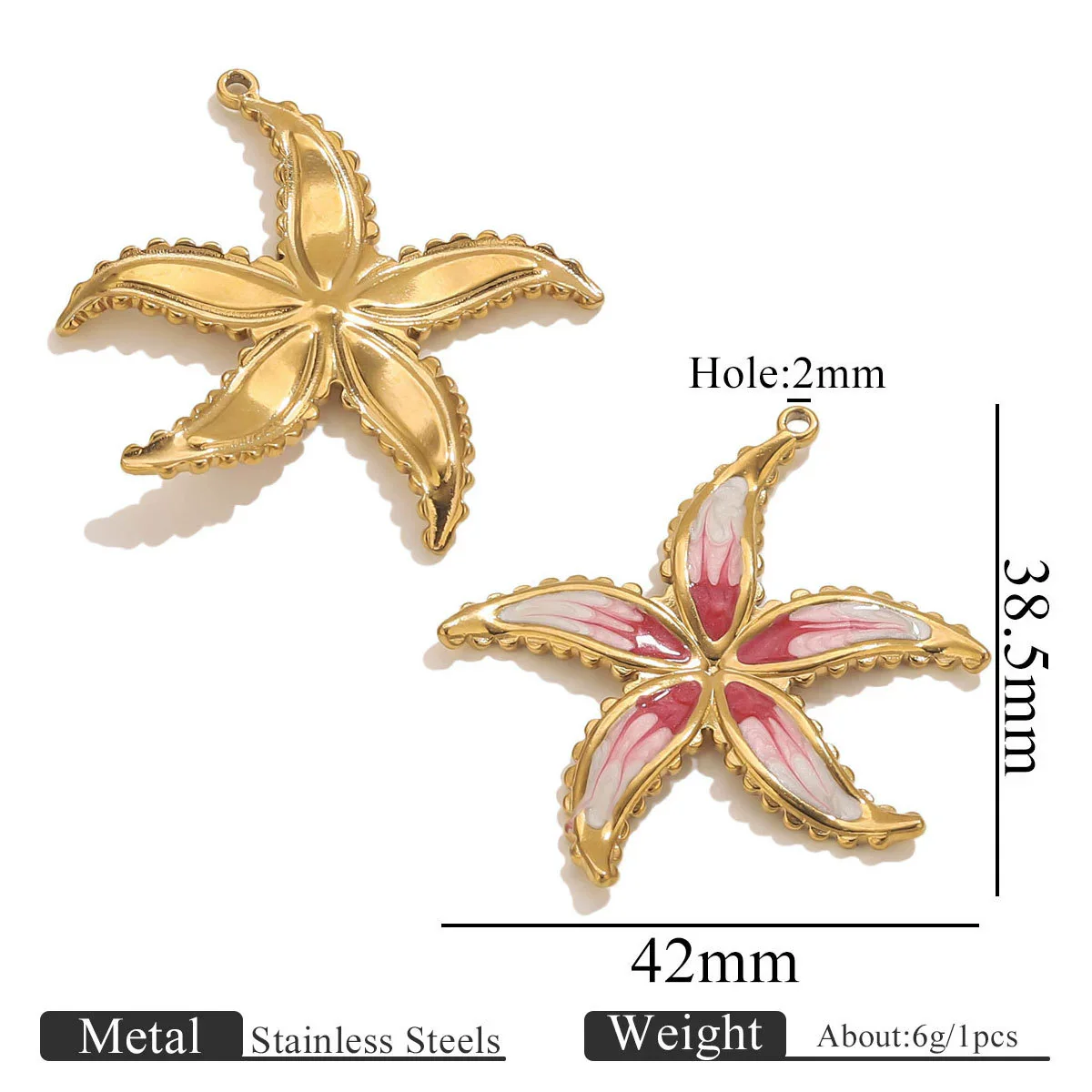 Stainless Steel Water Drop Shell Inlaid Pearl Starfish Oval Pendant Electroplated Diy Accessories Wholesale - Image 17