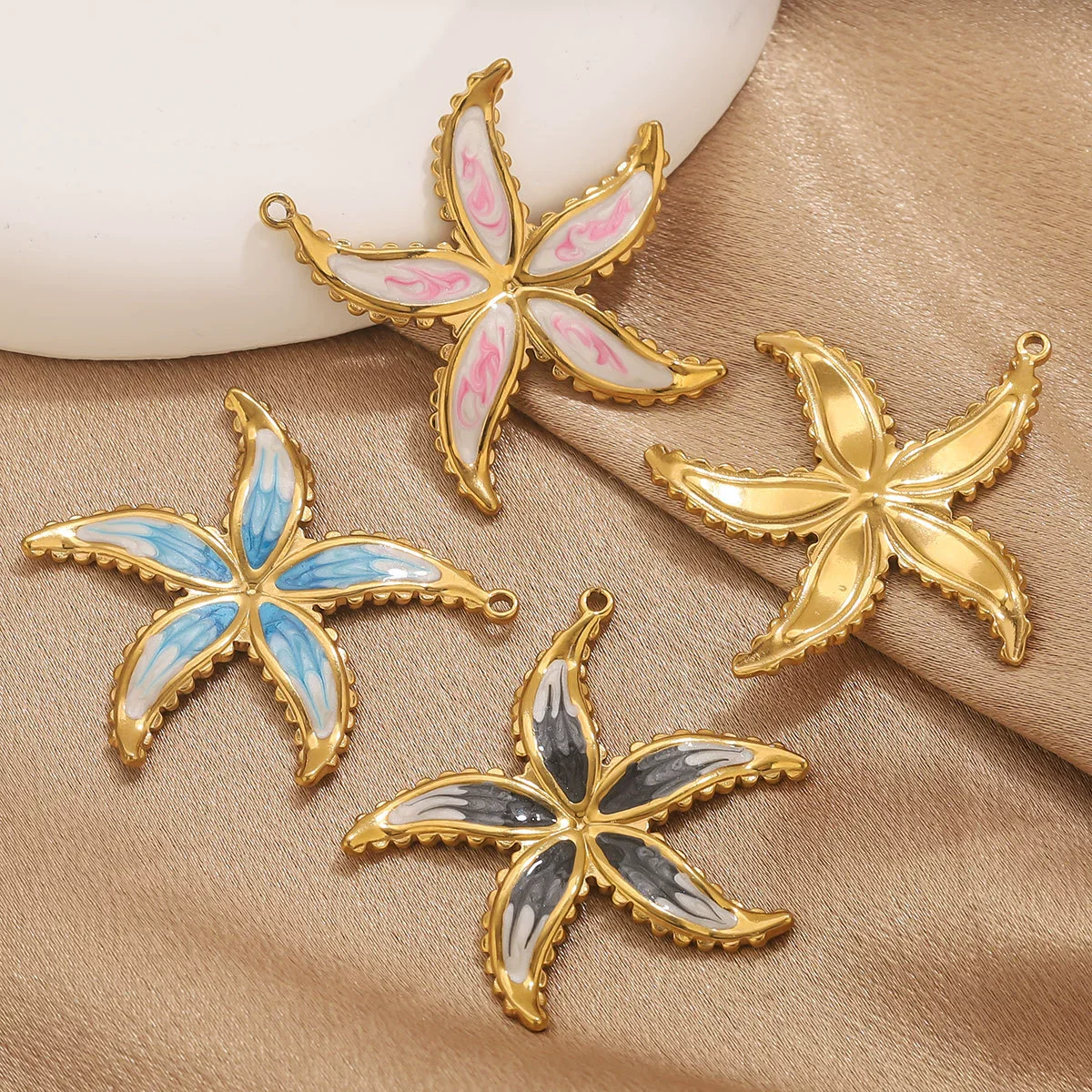 Stainless Steel Water Drop Shell Inlaid Pearl Starfish Oval Pendant Electroplated Diy Accessories Wholesale - Image 4
