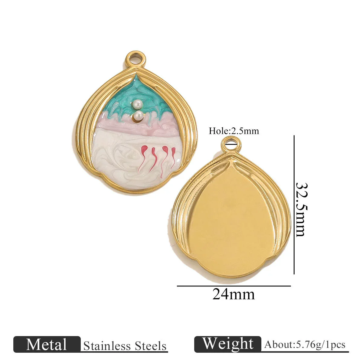 Stainless Steel Water Drop Shell Inlaid Pearl Starfish Oval Pendant Electroplated Diy Accessories Wholesale - Image 6