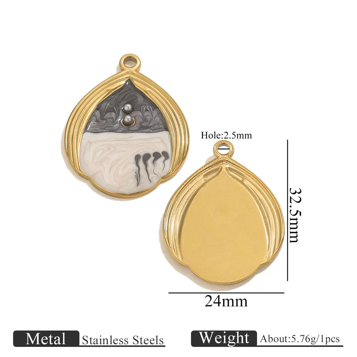 Stainless Steel Water Drop Shell Inlaid Pearl Starfish Oval Pendant Electroplated Diy Accessories Wholesale - Image 7