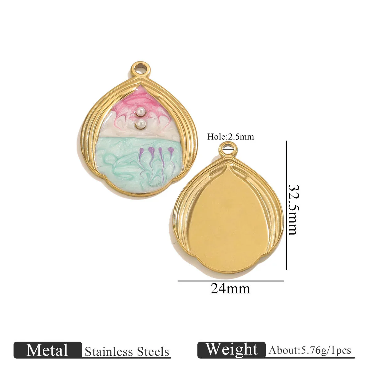 Stainless Steel Water Drop Shell Inlaid Pearl Starfish Oval Pendant Electroplated Diy Accessories Wholesale - Image 9