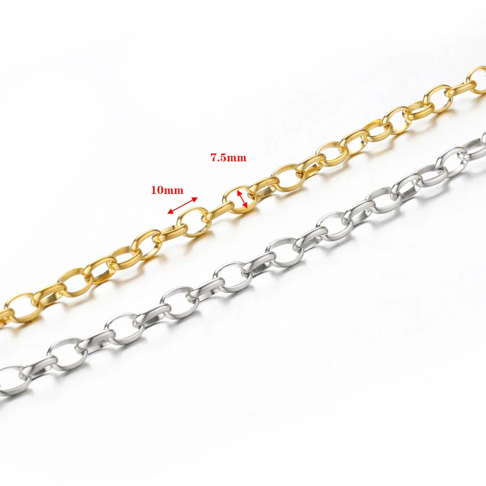 Stainless Steel Wide Curved Chain 18K Electroplated Color Retaining Gold Diy Necklace Accessories - Image 5