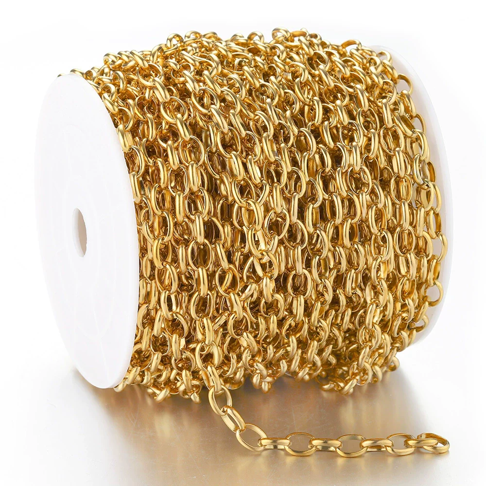 Stainless Steel Wide Curved Chain 18K Electroplated Color Retaining Gold Diy Necklace Accessories - Image 6