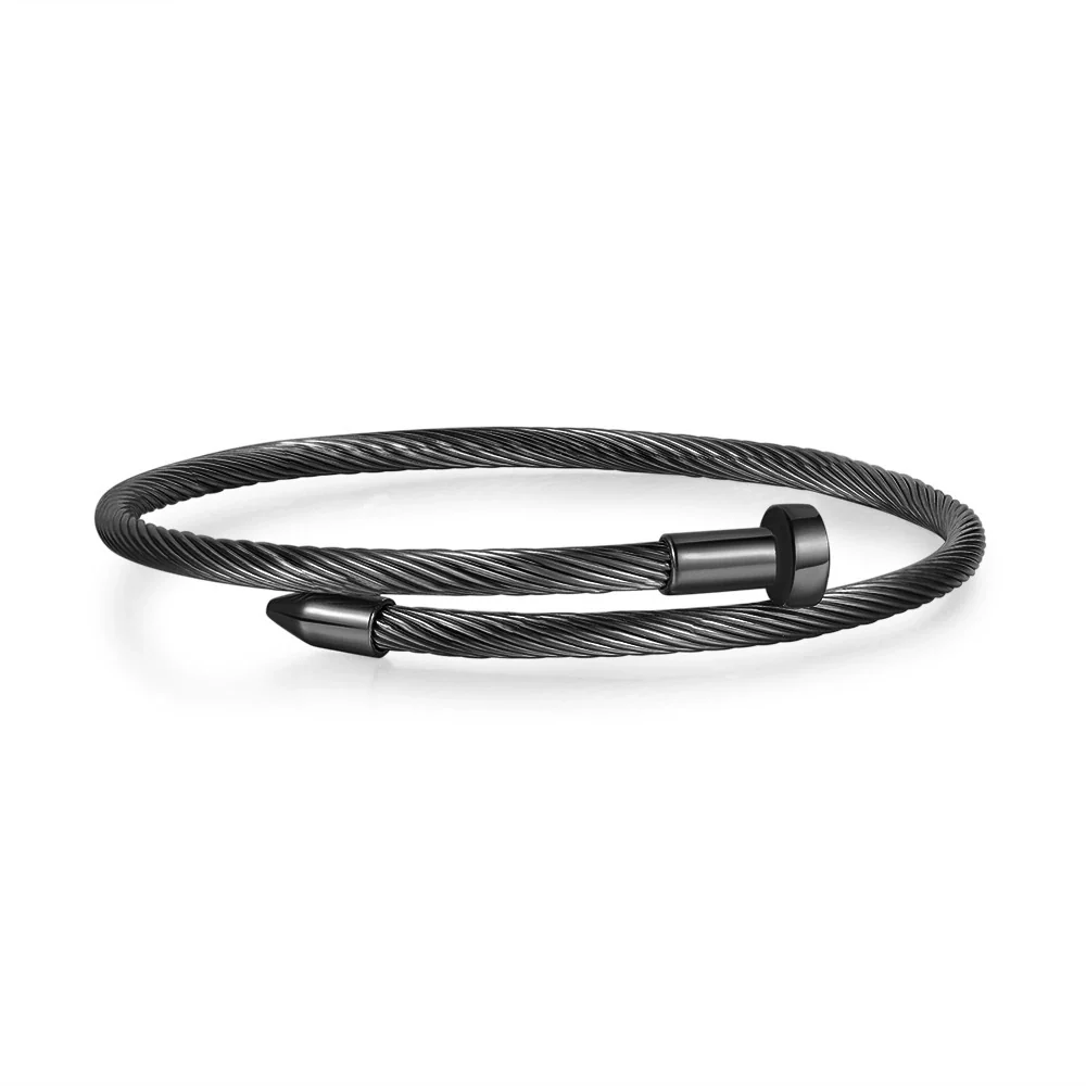 Stainless Steel Wire Rope Nail Spiral Adjustable Open Electroplated Bracelet - Image 5