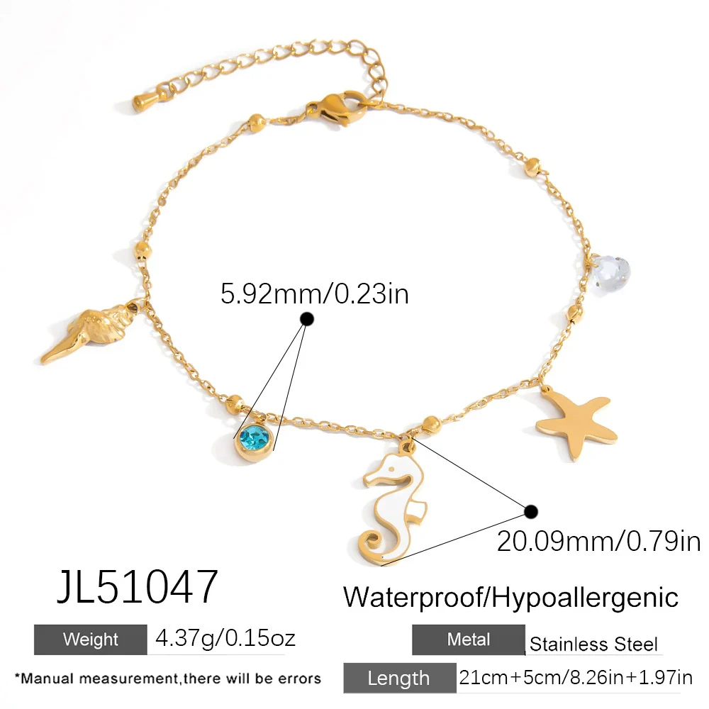 Stainless Steel Women's Anklets With Animal Zodiac Pattern Light Luxury Style 18K Gold Nonfading - Image 12