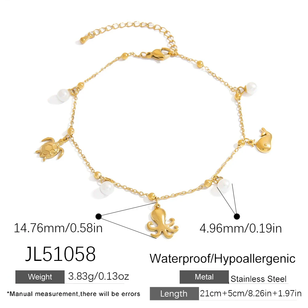 Stainless Steel Women's Anklets With Animal Zodiac Pattern Light Luxury Style 18K Gold Nonfading - Image 13