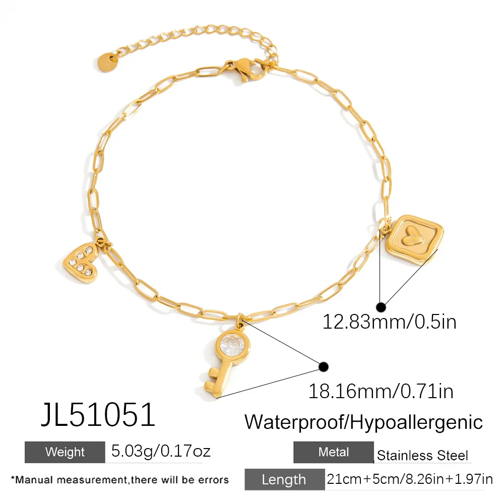 Stainless Steel Women's Anklets With Animal Zodiac Pattern Light Luxury Style 18K Gold Nonfading - Image 16