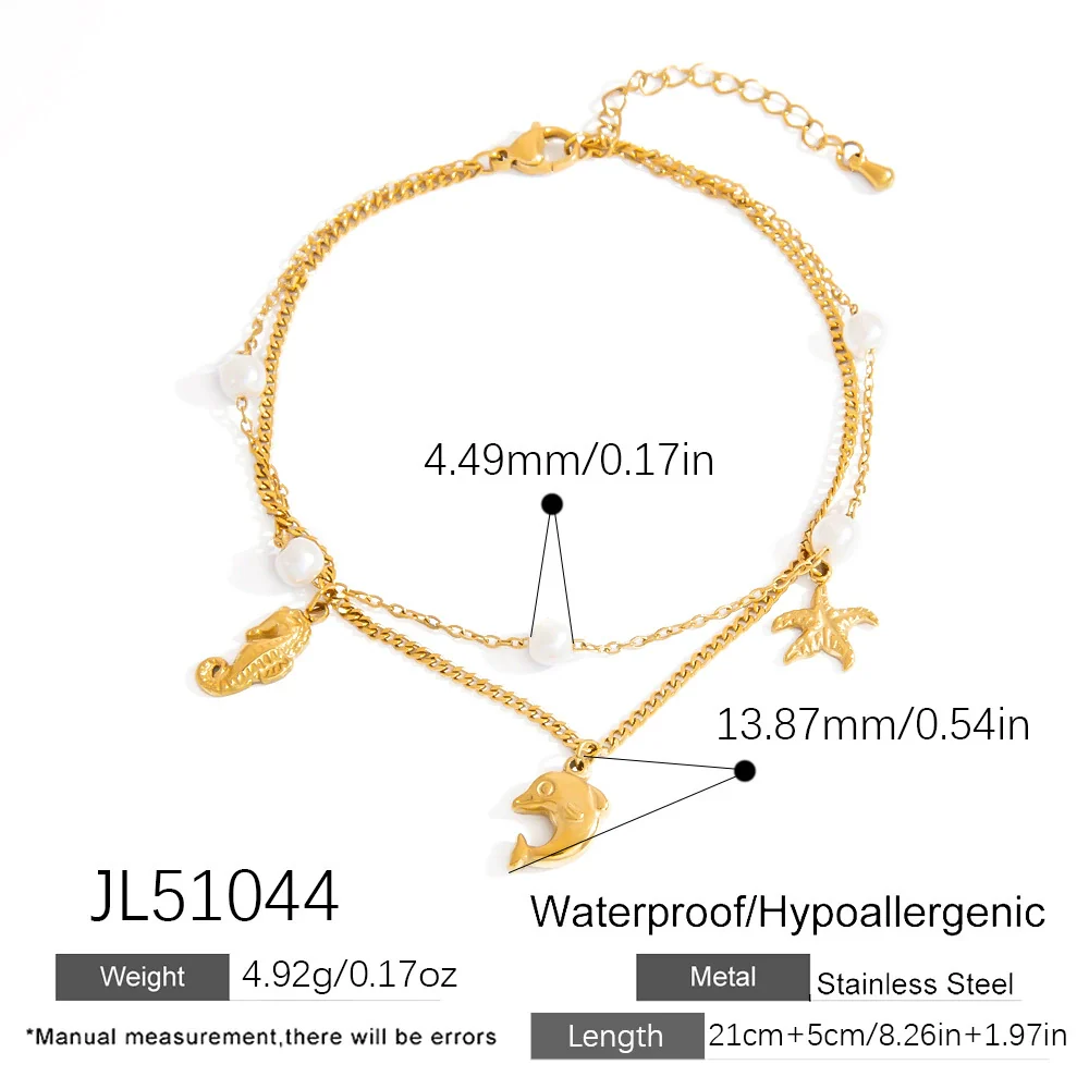 Stainless Steel Women's Anklets With Animal Zodiac Pattern Light Luxury Style 18K Gold Nonfading - Image 9