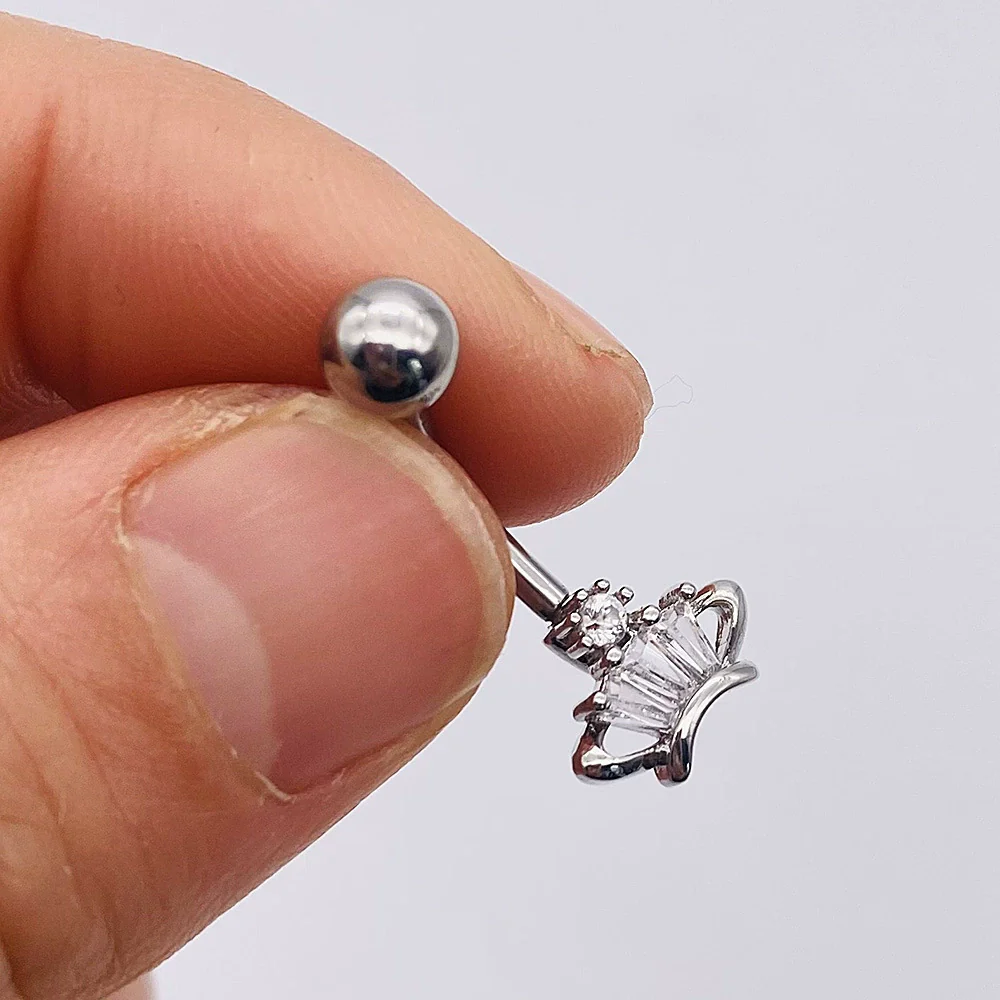 Stainless Steel Women's Body Piercing Jewelry Navel Ring With Heartshaped Butterfly Starshaped Leaves Pendant Alloy Inlaid Artificial And Semiprecious Stones Electroplated - Image 23