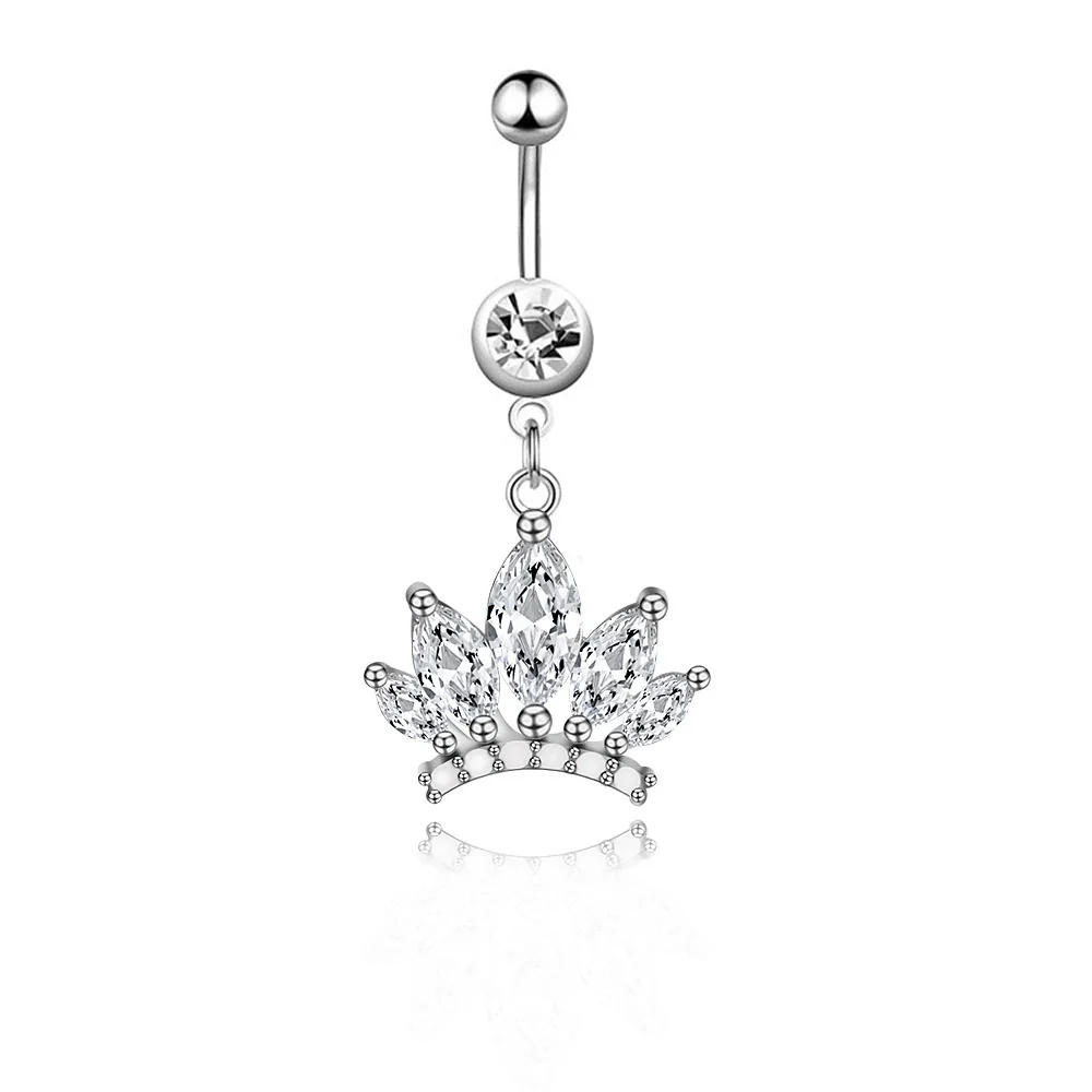Stainless Steel Women's Body Piercing Jewelry Navel Ring With Heartshaped Butterfly Starshaped Leaves Pendant Alloy Inlaid Artificial And Semiprecious Stones Electroplated - Image 31