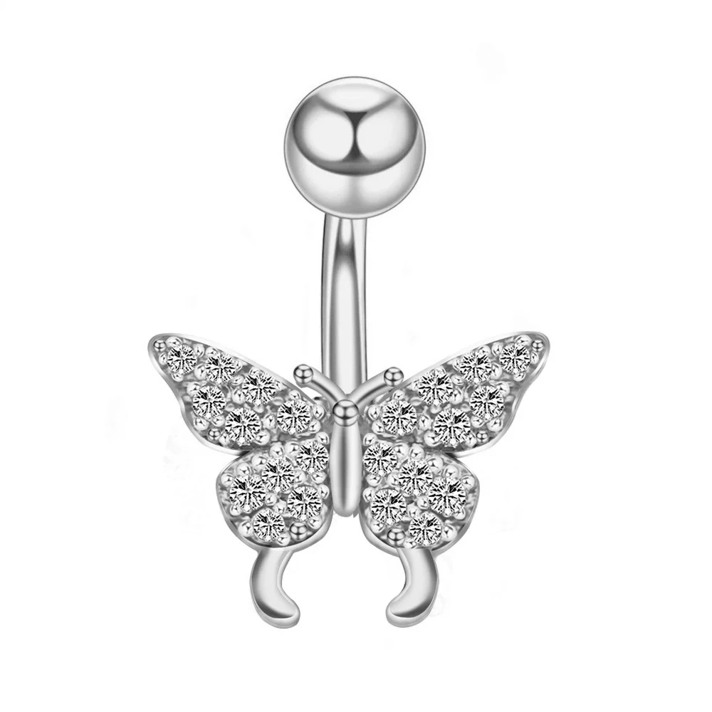 Stainless Steel Women's Body Piercing Jewelry Navel Ring With Heartshaped Butterfly Starshaped Leaves Pendant Alloy Inlaid Artificial And Semiprecious Stones Electroplated - Image 38