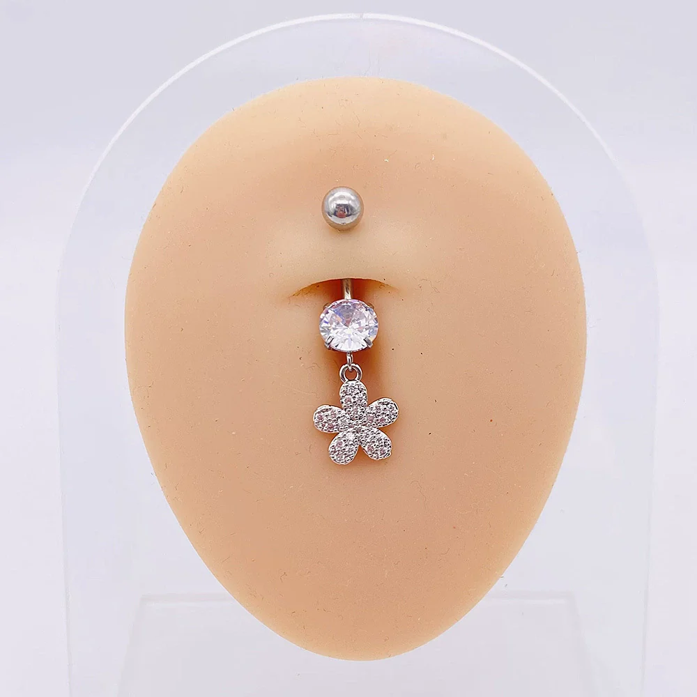 Stainless Steel Women's Body Piercing Jewelry Navel Ring With Heartshaped Butterfly Starshaped Leaves Pendant Alloy Inlaid Artificial And Semiprecious Stones Electroplated - Image 47