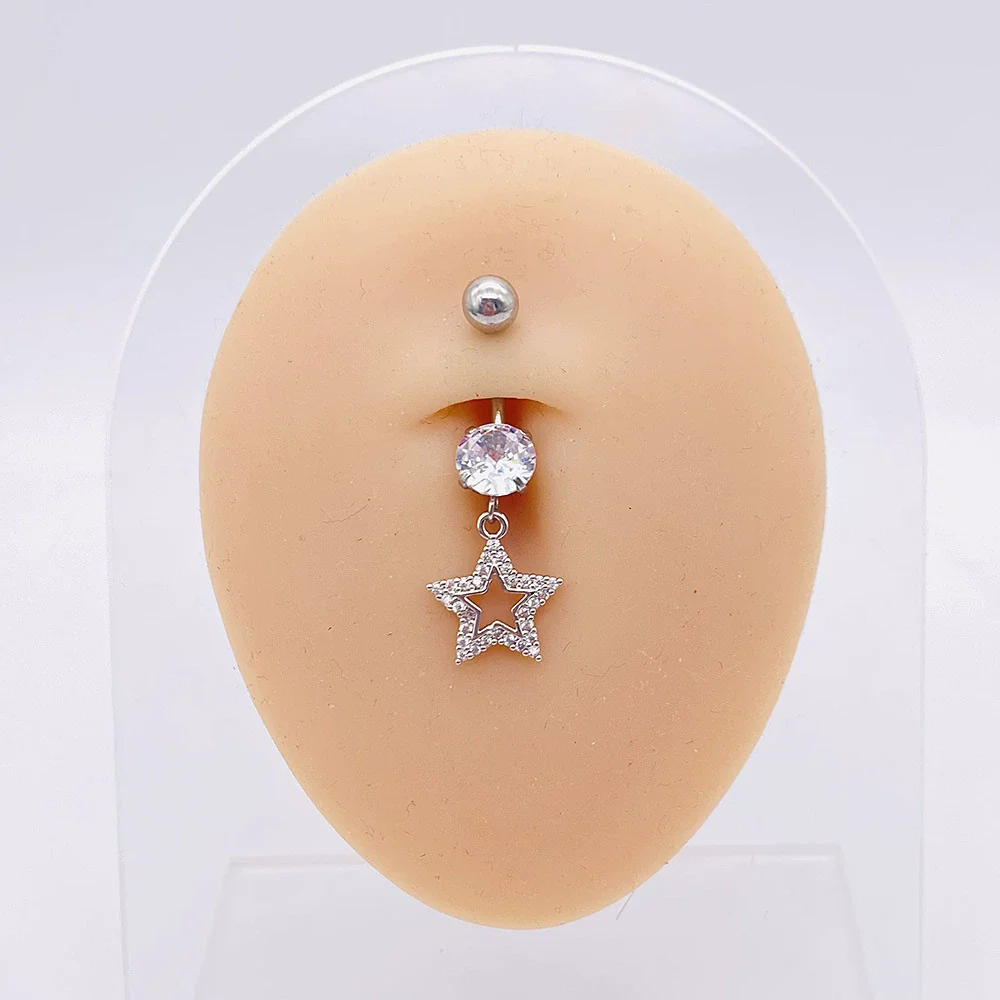 Stainless Steel Women's Body Piercing Jewelry Navel Ring With Heartshaped Butterfly Starshaped Leaves Pendant Alloy Inlaid Artificial And Semiprecious Stones Electroplated - Image 57