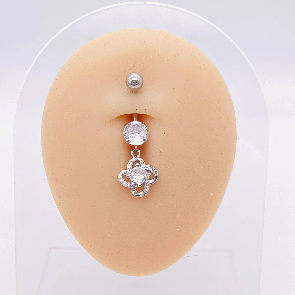 Stainless Steel Women's Body Piercing Jewelry Navel Ring With Heartshaped Butterfly Starshaped Leaves Pendant Alloy Inlaid Artificial And Semiprecious Stones Electroplated - Image 58
