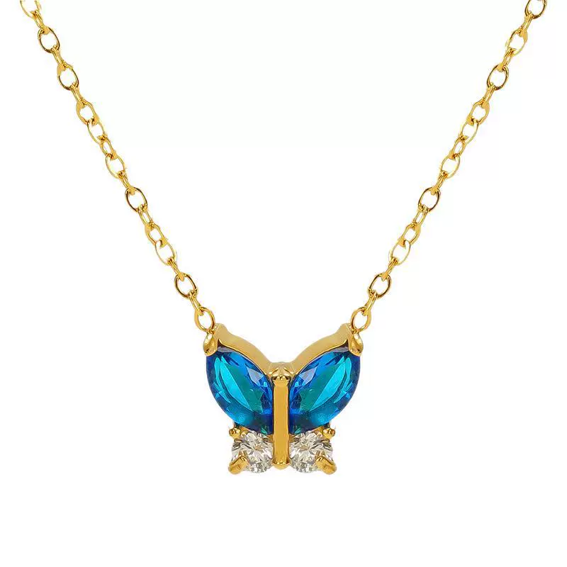 Stainless Steel Women's Light Luxury Niche Allmatch Highend Butterfly Zircon Pendant Necklace With Animal Zodiac Design - Image 5