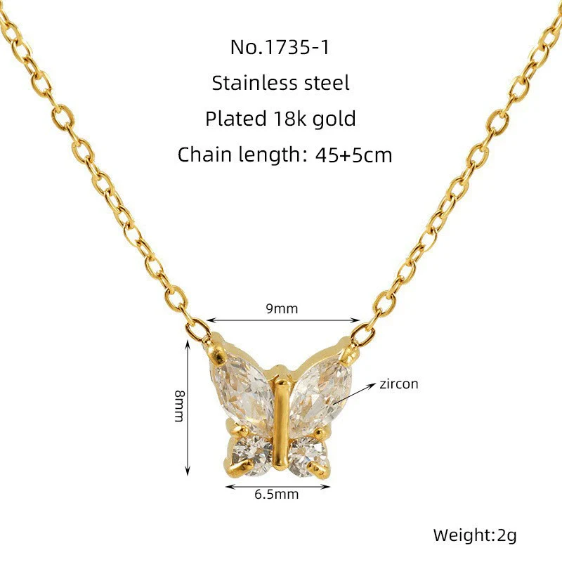 Stainless Steel Women's Light Luxury Niche Allmatch Highend Butterfly Zircon Pendant Necklace With Animal Zodiac Design - Image 6