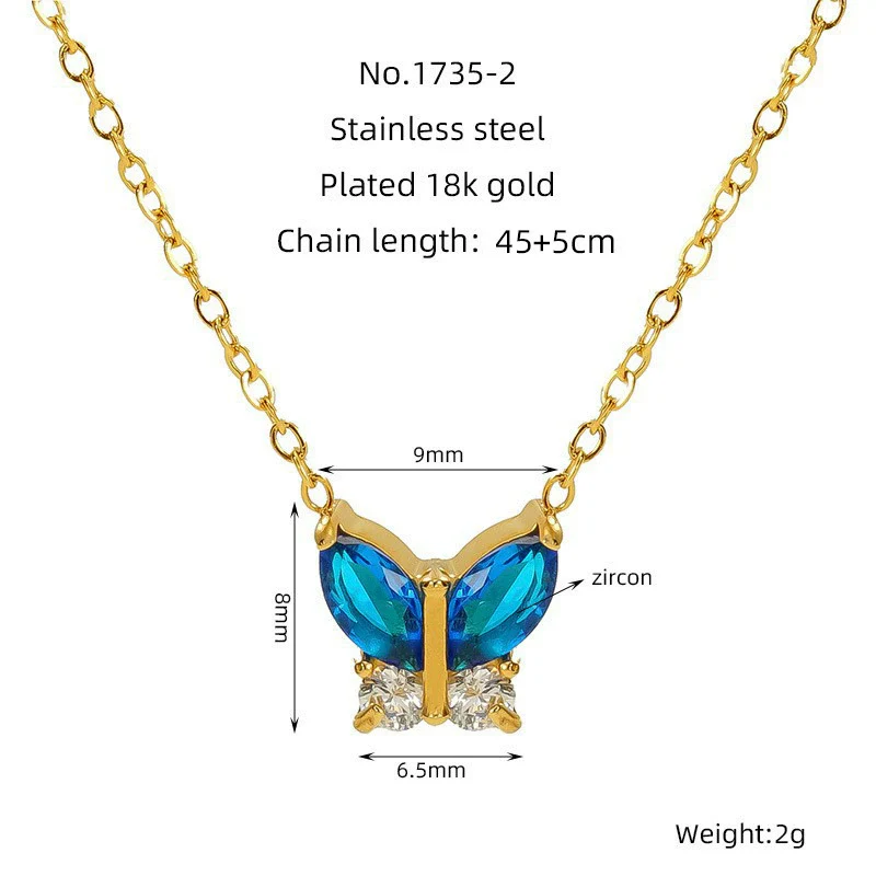 Stainless Steel Women's Light Luxury Niche Allmatch Highend Butterfly Zircon Pendant Necklace With Animal Zodiac Design - Image 7