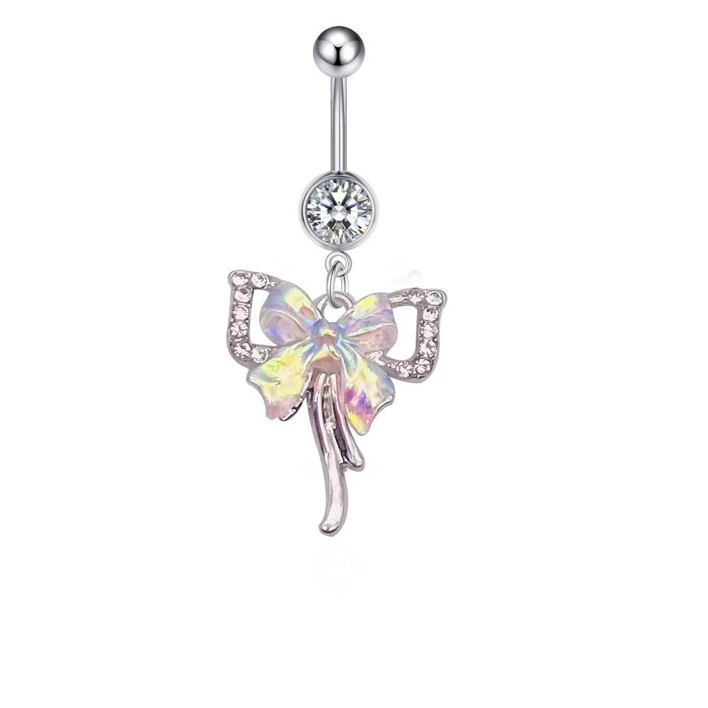 Stainless Steel Women's Navel Ring With Starfish And Star Shaped Pendant Electroplated - Image 4