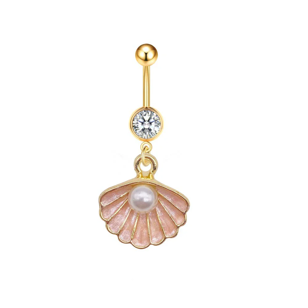 Stainless Steel Women's Navel Ring With Starfish And Star Shaped Pendant Electroplated - Image 6