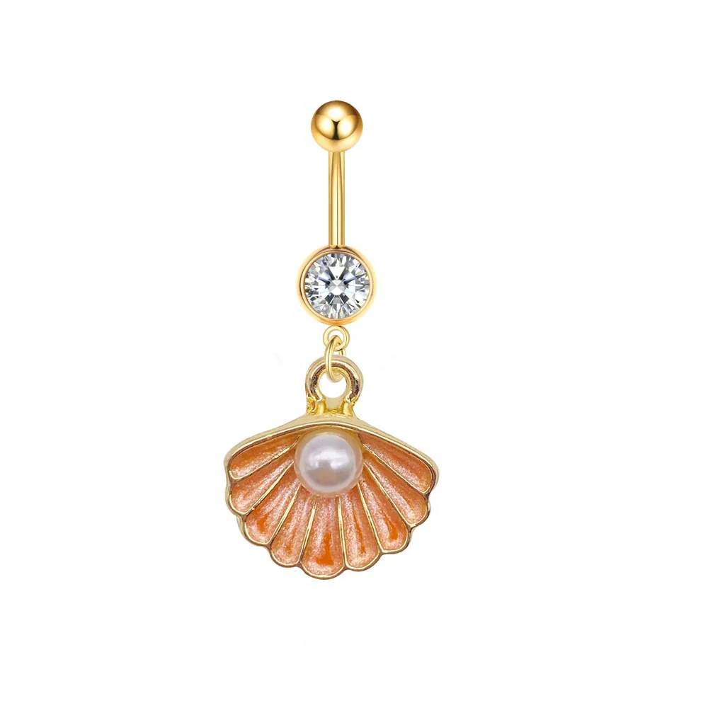 Stainless Steel Women's Navel Ring With Starfish And Star Shaped Pendant Electroplated - Image 7