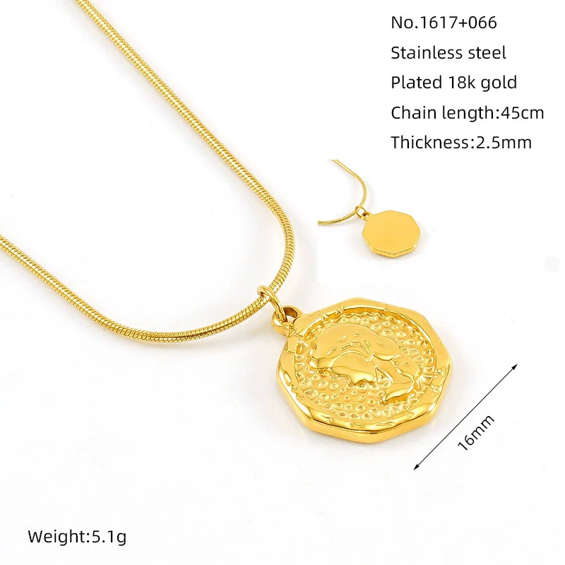 316L Stainless Steel Women's Necklace With Boat Anchor Joker Retro Snake Pendant Electroplating Geometric Animal Zodiac Design - Image 6