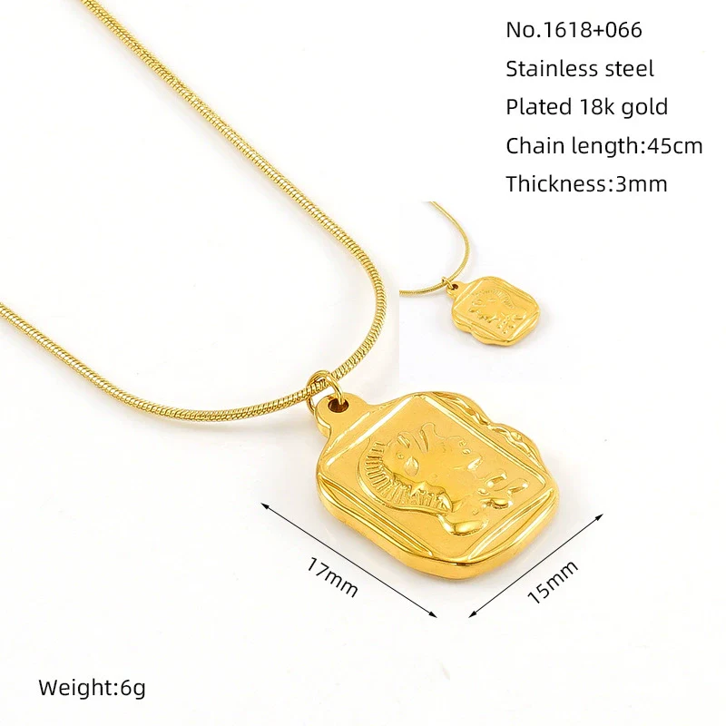 316L Stainless Steel Women's Necklace With Boat Anchor Joker Retro Snake Pendant Electroplating Geometric Animal Zodiac Design - Image 7