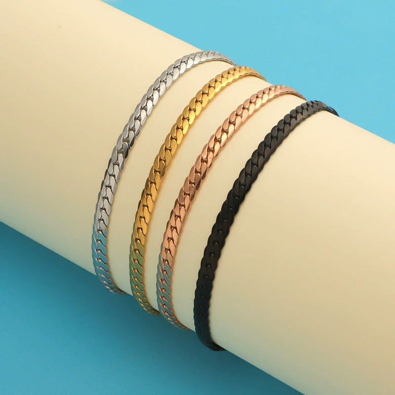 Stainless Steel Woven Flat Chain Electroplated Unisex Animal Style Bracelet Jewelry Accessories