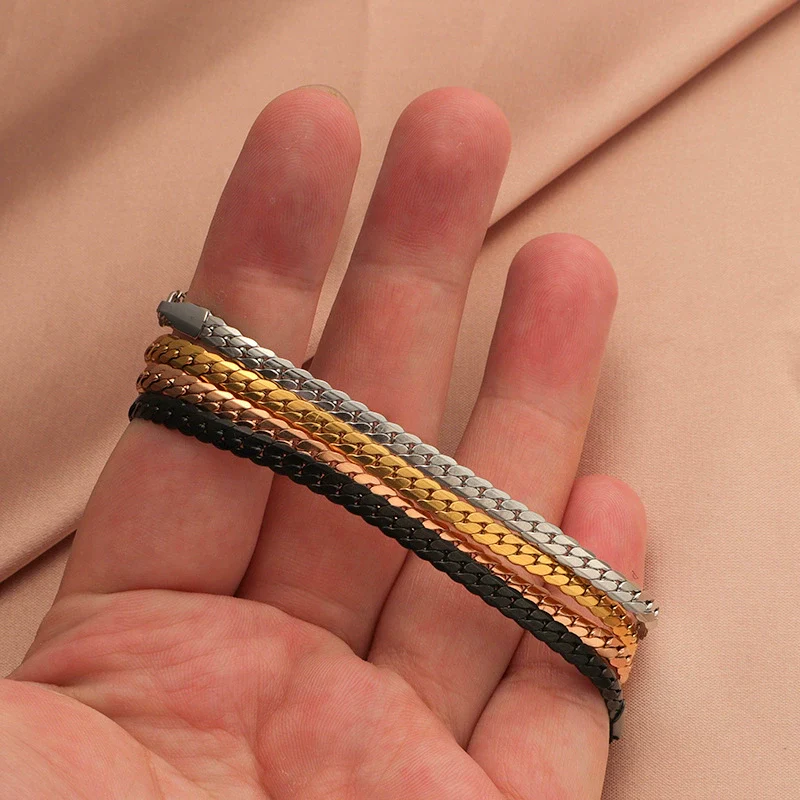 Stainless Steel Woven Flat Chain Electroplated Unisex Animal Style Bracelet Jewelry Accessories - Image 4
