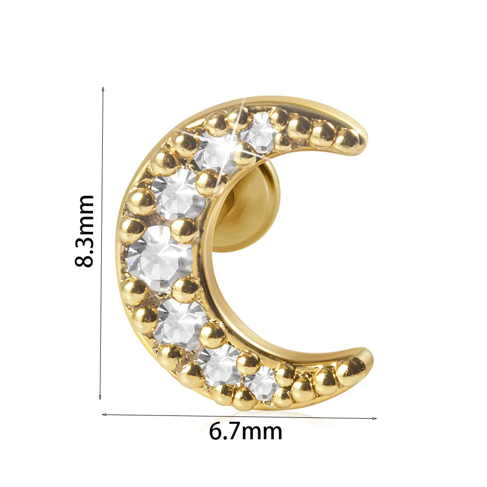 Stainless Steel Zircon Electroplated Heart Pattern Inner Tooth Lip Nail Snake Leaf Earrings - Image 15
