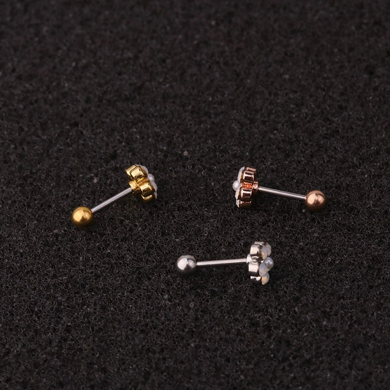 Stainless Steel Zircon Inlaid Women's Geometric Handmade Earrings - Image 2