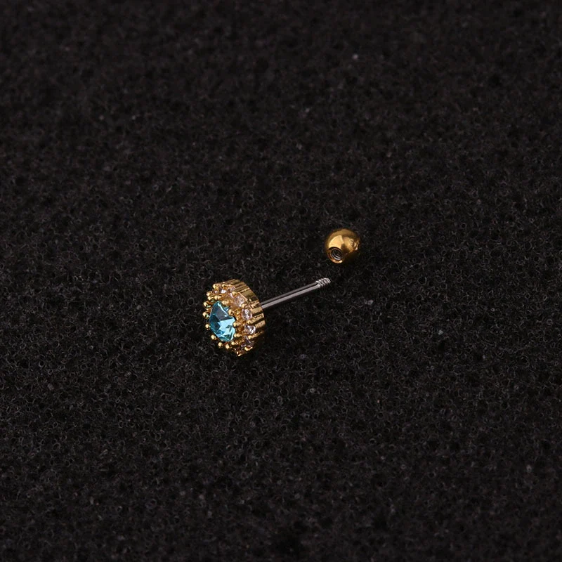 Stainless Steel Zircon Inlaid Women's Geometric Handmade Earrings - Image 3